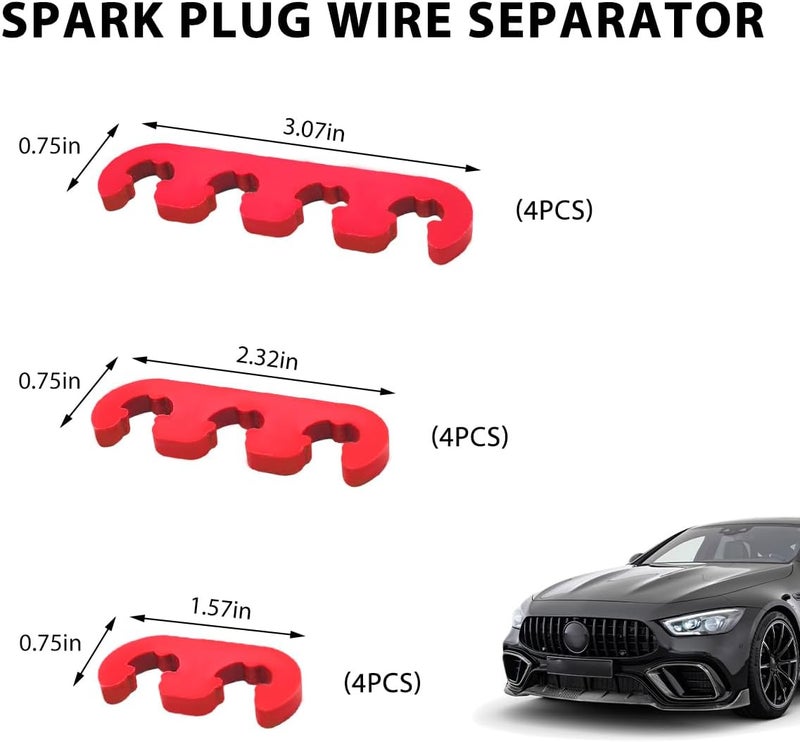 BWBWND 12PCS Spark Plug Wire Separator, 7mm 8mm 8.5mm 8.8mm Car Engine Spark Plug Wire Loom, 2/3/4 Holes Separator Holder Replacement for Vehicle Ignition Wires, Car Accessories (Red) - Image 2